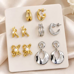 kit 5 pares de brincos aço inoxidavel 316L
