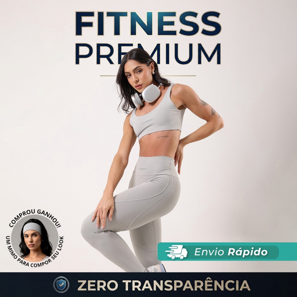 Conjunto Fitness Feminino Legging e Top | Poliamida Premium | Zero Transparência | Alta Compressão | Academia