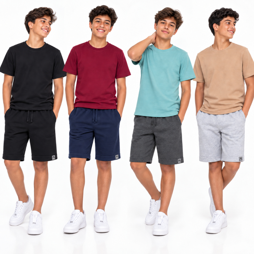 Bermuda Infantil Masculina de Moletinho Menino do 4 ao 16 com Bolsos e Cadarço (PEÇA UNITÁRIA)