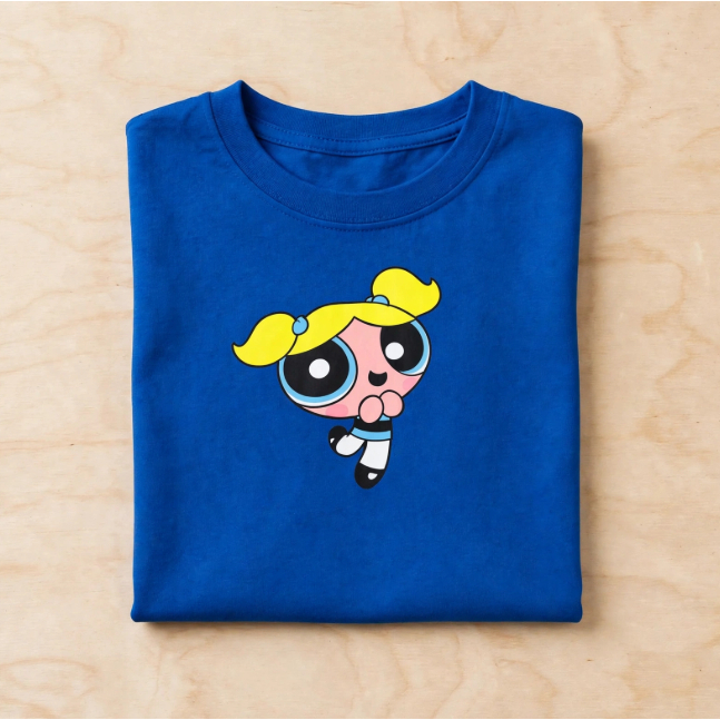 Camiseta Infantil Feminina Meninas Superpoderosas Lindinha Azul Royal 100% Algodão