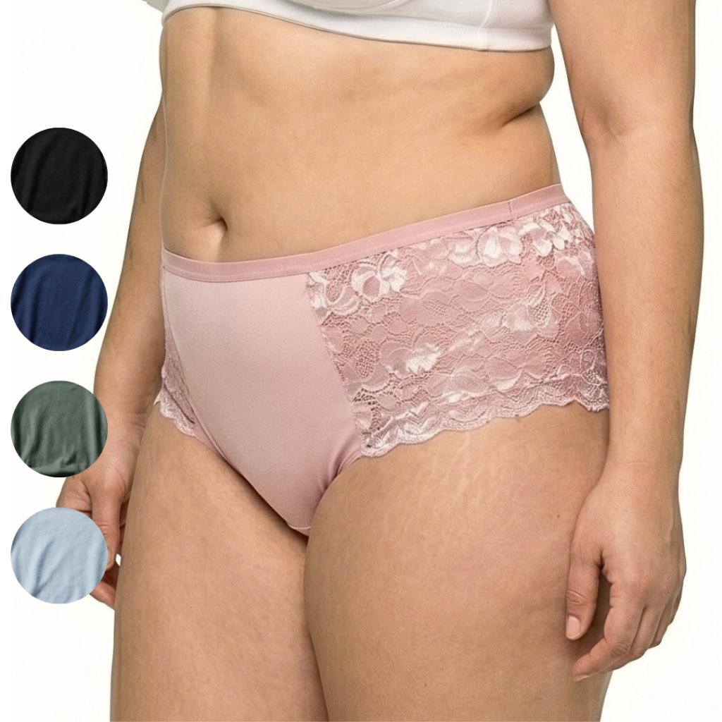 Kit 3 Calcinha Plus Size Renda Cintura Alta Cós Alto Caçola Senhora 48 ao 52 - PS 06