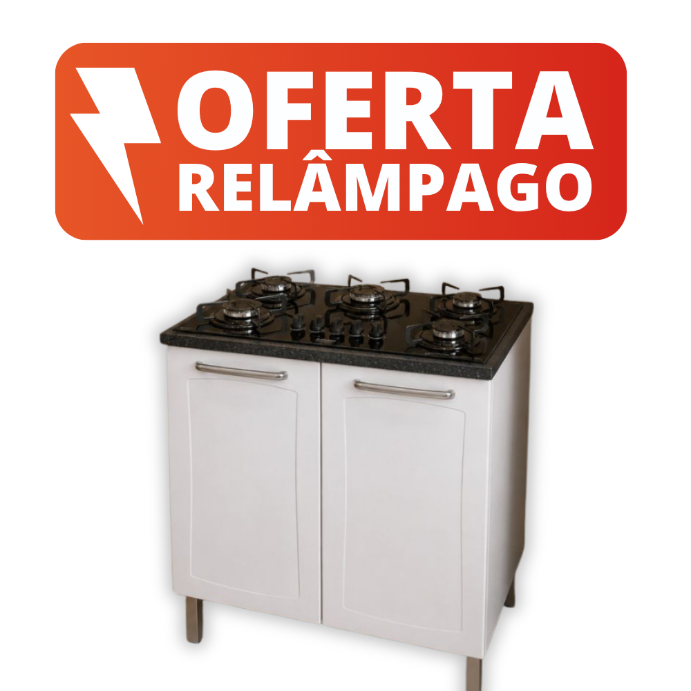 Armário Balcão Itatiaia Tarsila com Cooktop 5 Bocas Essencial Preto