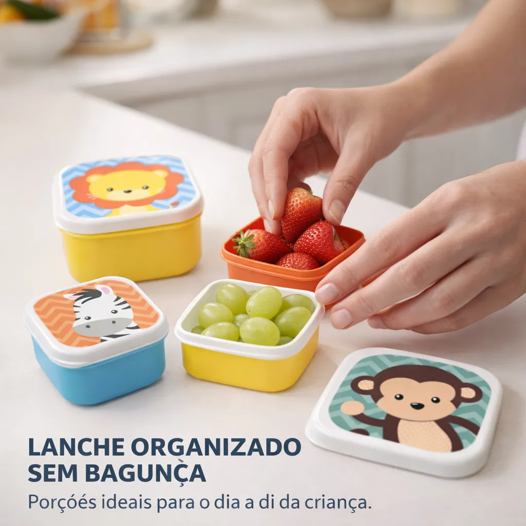 Kit 3 Potes Infantil Papinha Lanchinho Buba Animal Fun