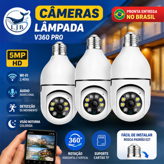Câmera de Segurança WIFI Sem Fio 360° Visão Noturna com Microfone e Alto-falante v360pro 8177