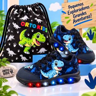 Tenis Infantil Led Dino T-REX Menino com Luizinha DINOSSAURO Envio Imediato lançamento !!…