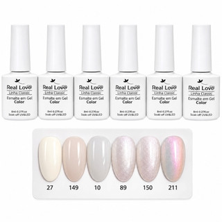 Kit Francesinha Esmaltes em Gel Tons de Branco Linha Classic Real Love 8ml
