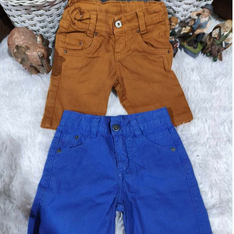 Kit (2) Duas Bermuda Infantil Masculina, (Caramelo Lycra + Azul ), Tam: 4, Marca: Dmbauer
