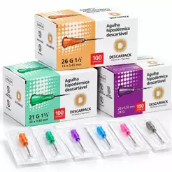 Agulhas Hipodérmicas Tamanhos Variados Cx c/100 - DESCARPACK
