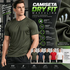 Camiseta Dry Fit Leve Masculina Microfuros Anti Suor Esportiva