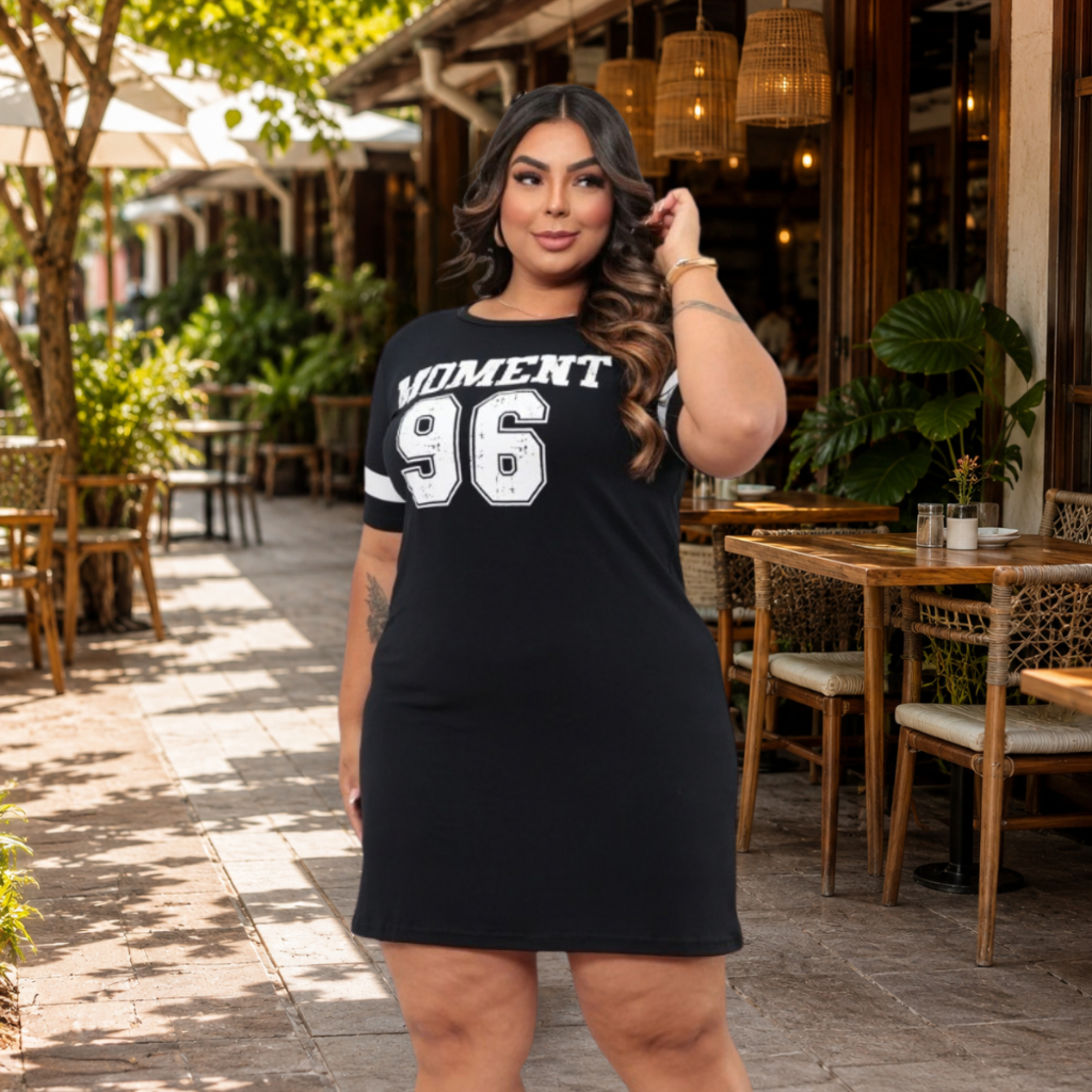 Vestido Estampado Plus Size Feminino Moda Gringa Blogueira Curve Curvy Veste Do 44 ao 54 Confortável · foto 2