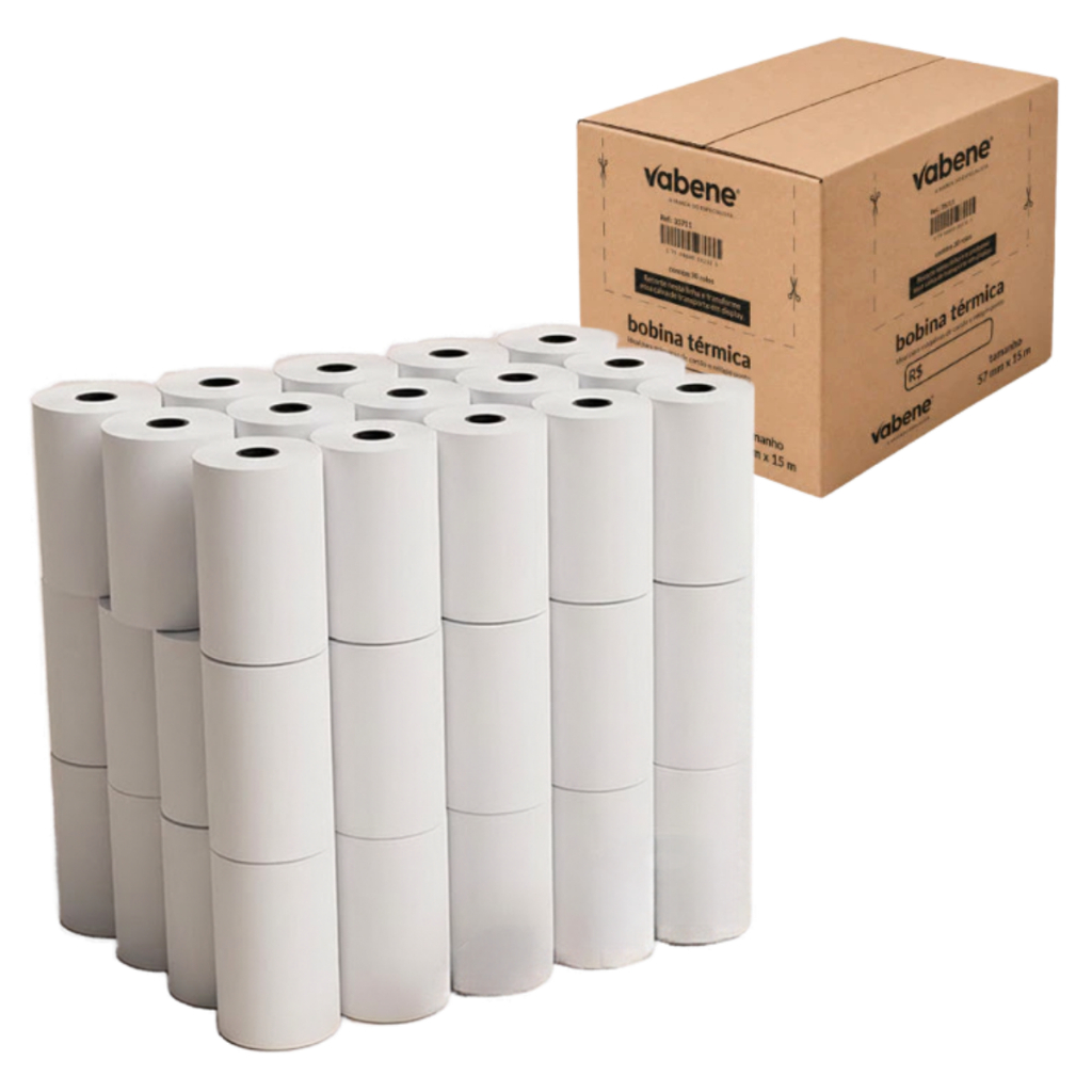 Bobina Térmica 80x40 30 Rolos Branca Papel Liso 100% Virgem Cupom Fiscal Impressora PDV Caixa Recibo