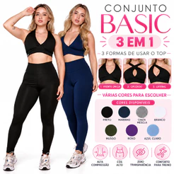 Conjunto Legging Academia Fitness Feminino Cintura Alta Treino Forro Duplo Zero Transparência AQN SPORT