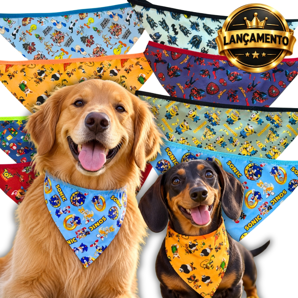 Kit Bandanas Pet Shop Macho e Fêmea Atacado Cachorro P M e GG Acessórios para Banho e Tosa Revenda