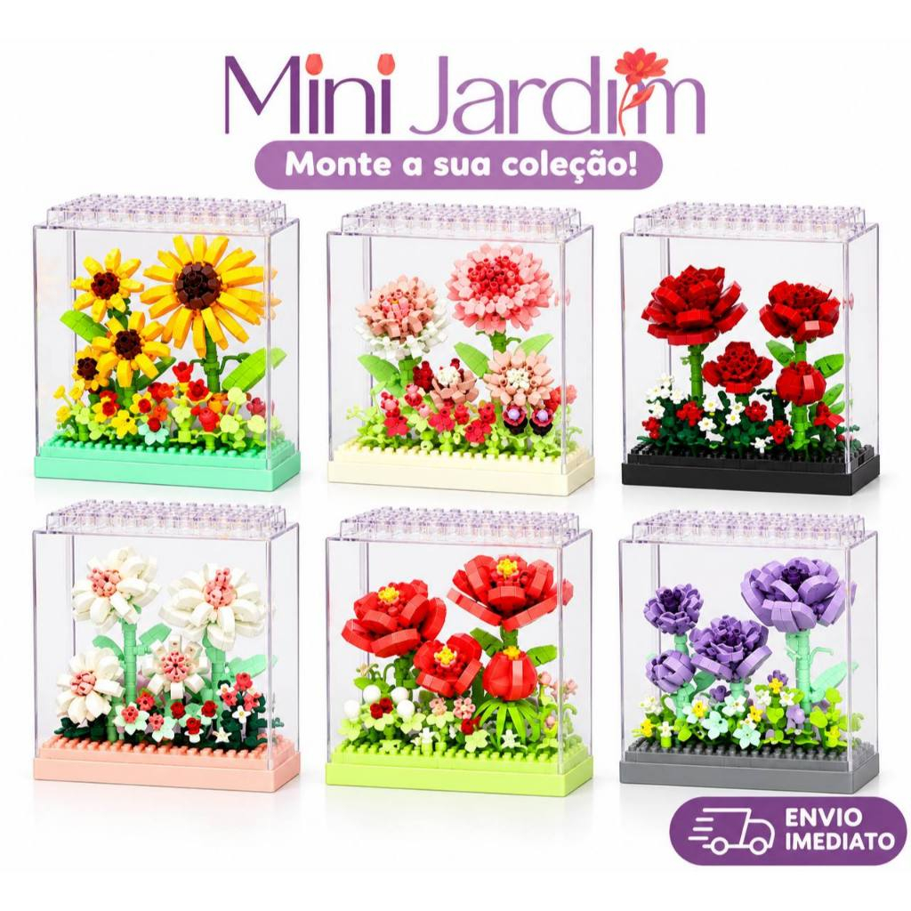 Mini Jardim Blocos de Montar Flores Cúpula Transparente Miniatura Decoração Presente Criativo