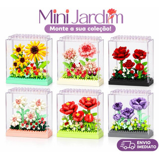 Mini Jardim Blocos de Montar Flores Cúpula Transparente Miniatura Decoração Presente Criativo