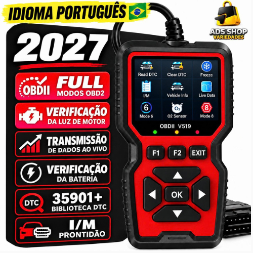 Scanner Automotivo Profissional V519 e verificador de Bateria - Idioma Portugues