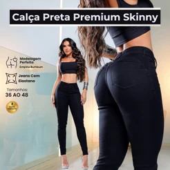 Calça Jeans Tipo Pit Bull Feminina Empina Bum Bum Skiny Cintura Alta