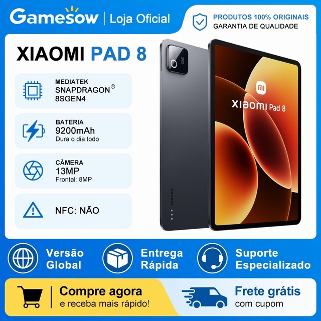 Tablet Xiaomi Pad 8 11.2 , Versão Global, Processador Snapdragon 8s Gen 4, Bateria 9200mAh