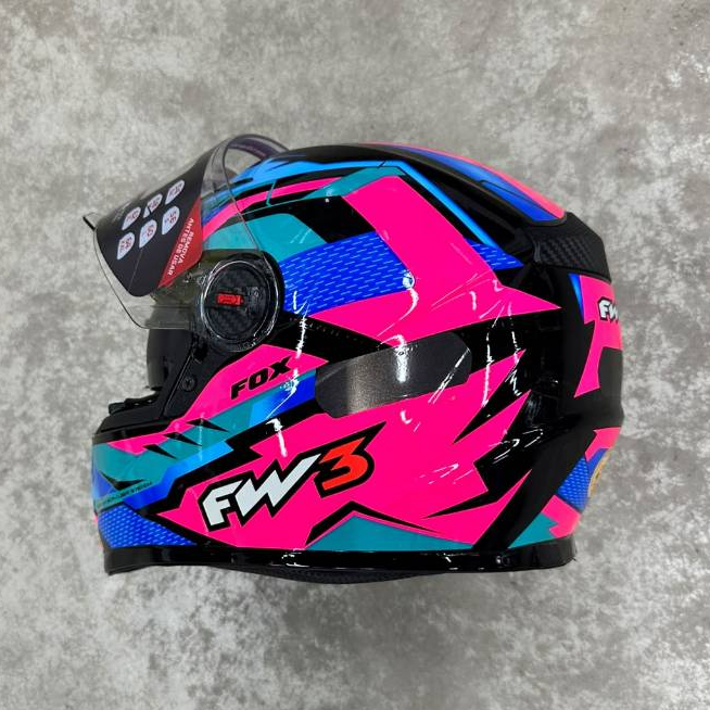 Capacete fechado Fw3 GTX Fox Rosa com óculos interno + BRINDE — imagem 2 de 2