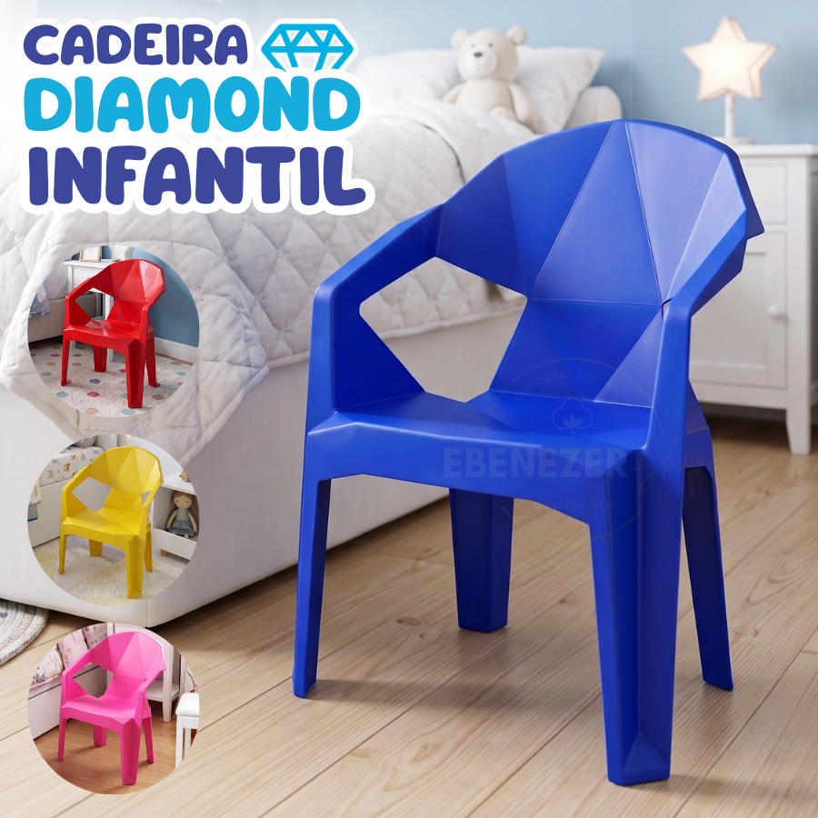 Cadeira Infantil Diamante Resistente Ideal P/ Quarto Brinquedoteca Escola base emborachada nao risca
