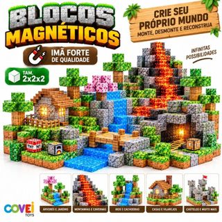 Blocos Magnéticos 60 Até 340 Peças Cubo Construção Criativa Infantil Educativo Imã Encaixe Magnético