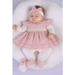 Saída Maternidade Menina Alice Rosa Clarinho Delicada 04 peças Roupa de Bebê Menina