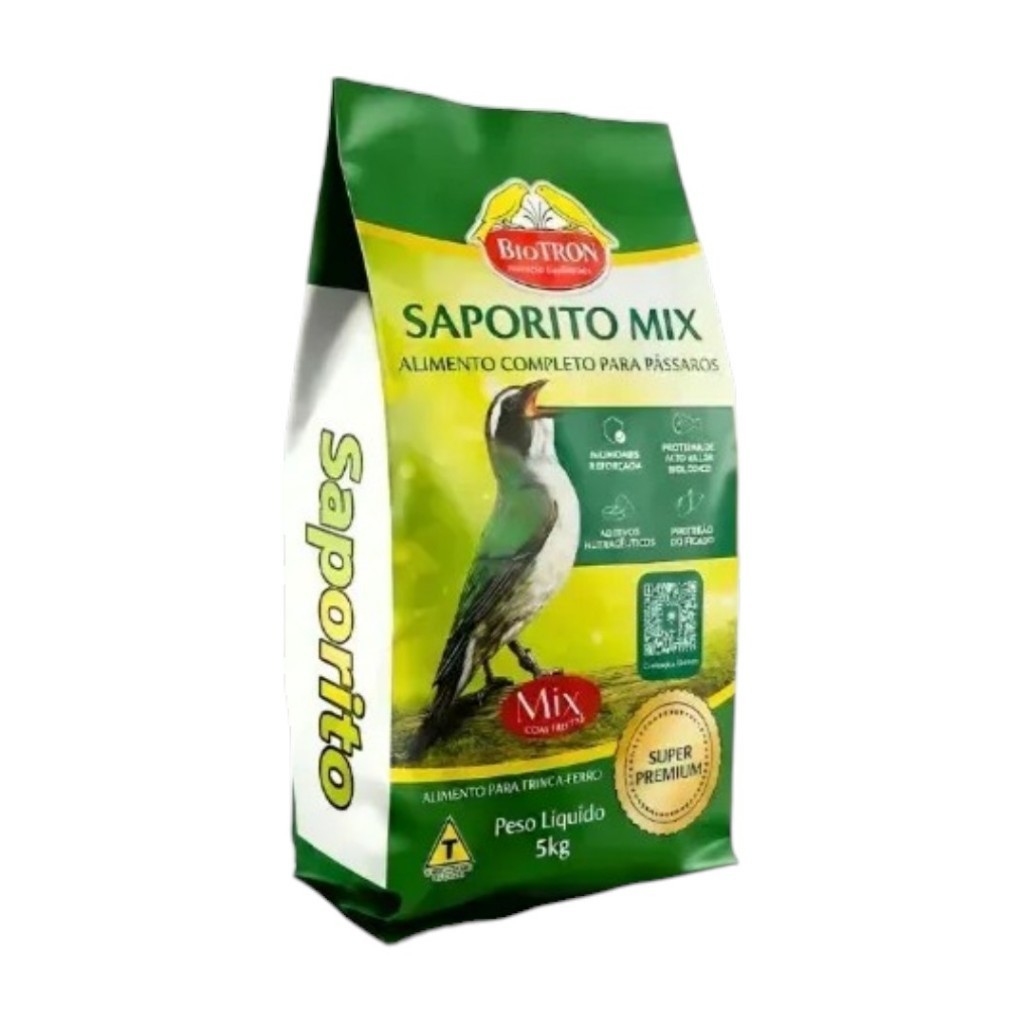 Ração Para Pássaros Saporito Mix Com Frutas 5kg Biotron