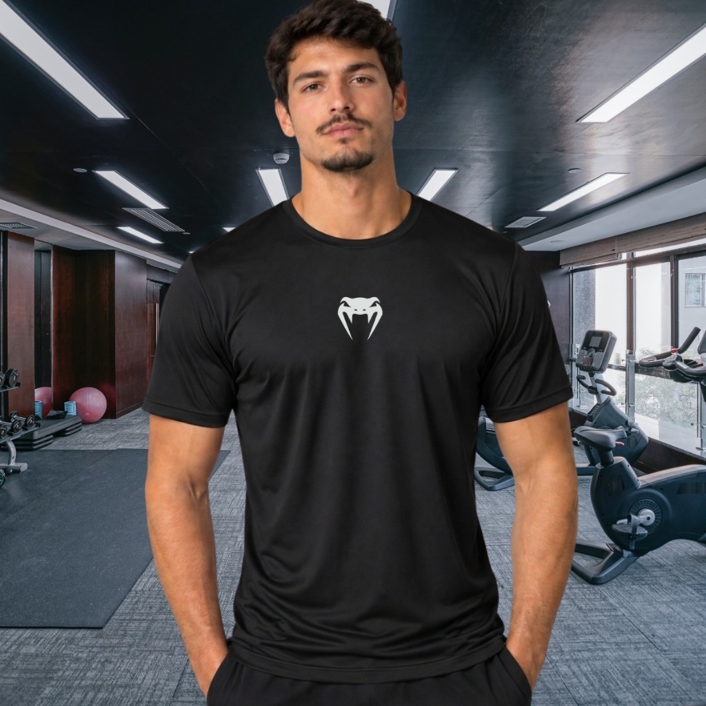 Camiseta Dry Fit Masculina Venum Academia Treino Luta MMA Jiu Jitsu Muay Thai Esportiva Poliéster Respirável