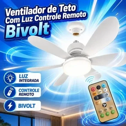 Ventilador de teto Com Luz 3 em 1 com  Controle Remoto Bivolt LED 110V-220V