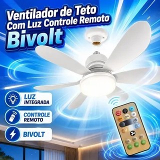 Ventilador de teto Com Luz 3 em 1 com Controle Remoto Bivolt LED 110V-220V