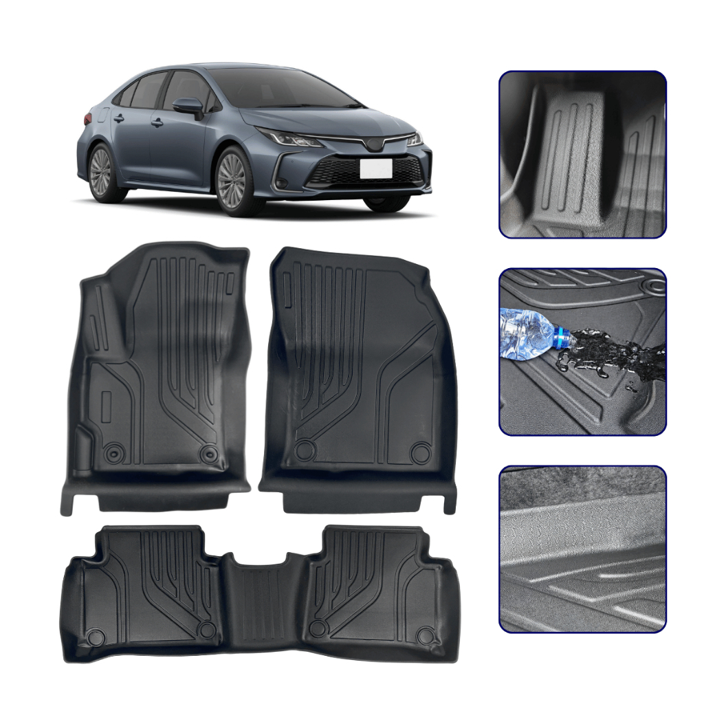 Tapete Bandeja 3D para Corolla 2020 a 2026 com Bordas Elevadas Concha - Linha Premium