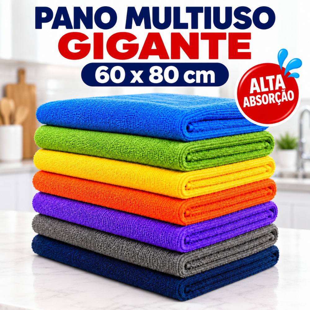 Panos de Chão 60x80 Gigante Microfibra Multiuso para Limpeza Alta Absorção Resistente Envio Full Imedito