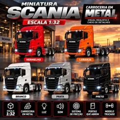 Miniatura Scania Cavalo Mecânico Caminhão Acendem Os Faróis E Som De Partida