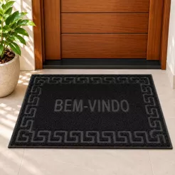 Tapete Capacho Porta De Entrada Bem Vindo Antiderrapante Emborrachado Lavável Vinil