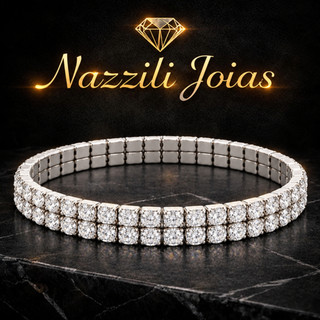 Pulseiras Tennis Riviera 2 Fileiras Corrente de Pedras Brilhantes de Zircônia Pulseira Ajustável Masculina e Feminina