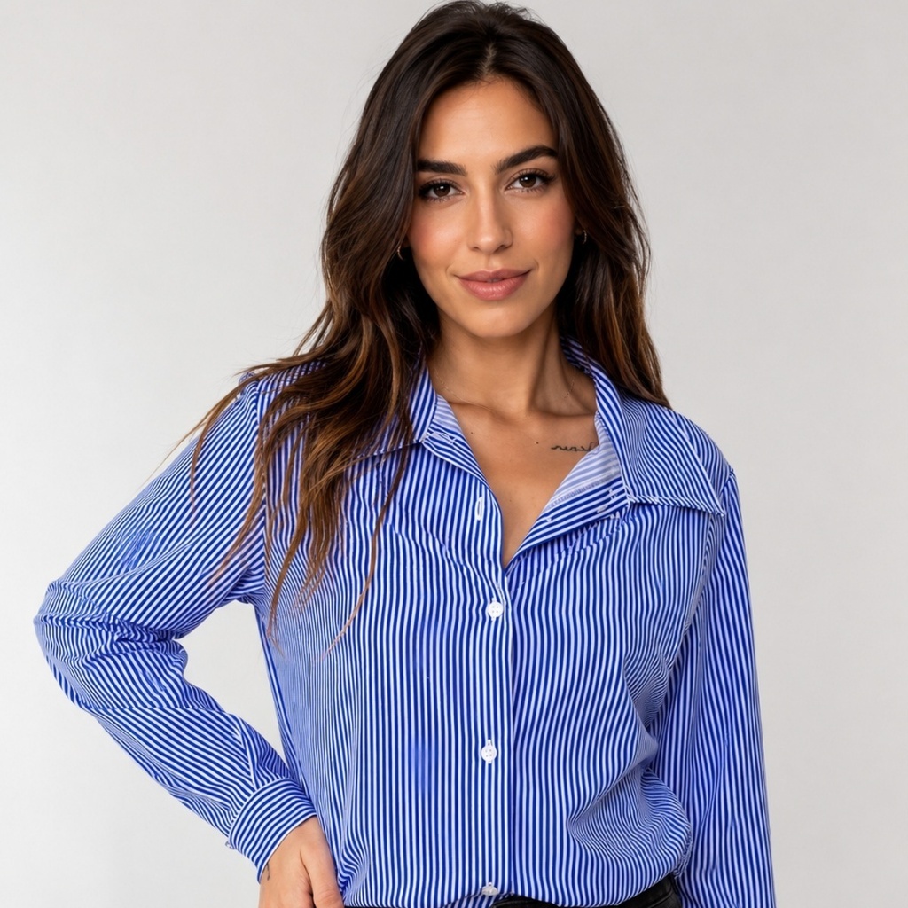 Camisa Social Feminina Manga Longa Crepe Premium Listrada e Lisa Não Amassa Blusa Elegante Escritório