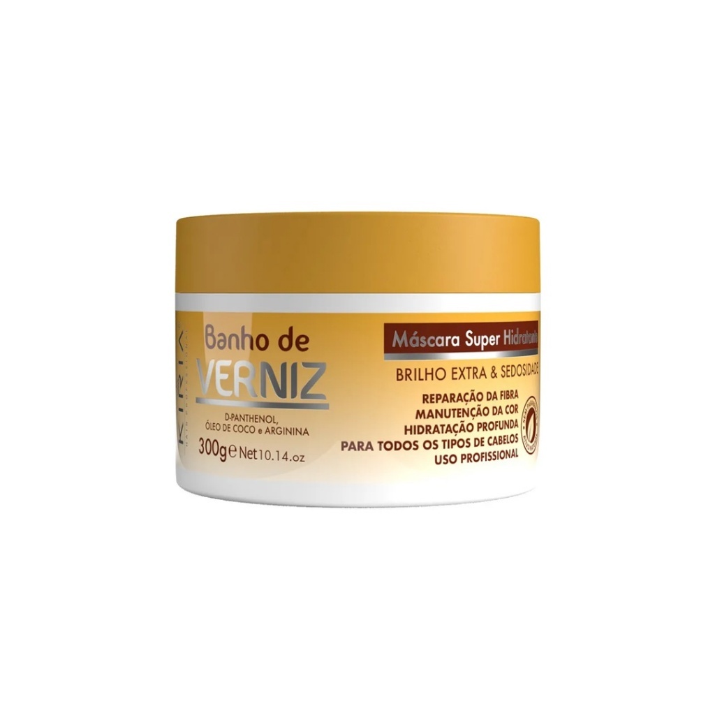 Banho de Verniz Kiria Hair Hidratação Profunda Brilho e Maciez shampoo condicionador e máscara .