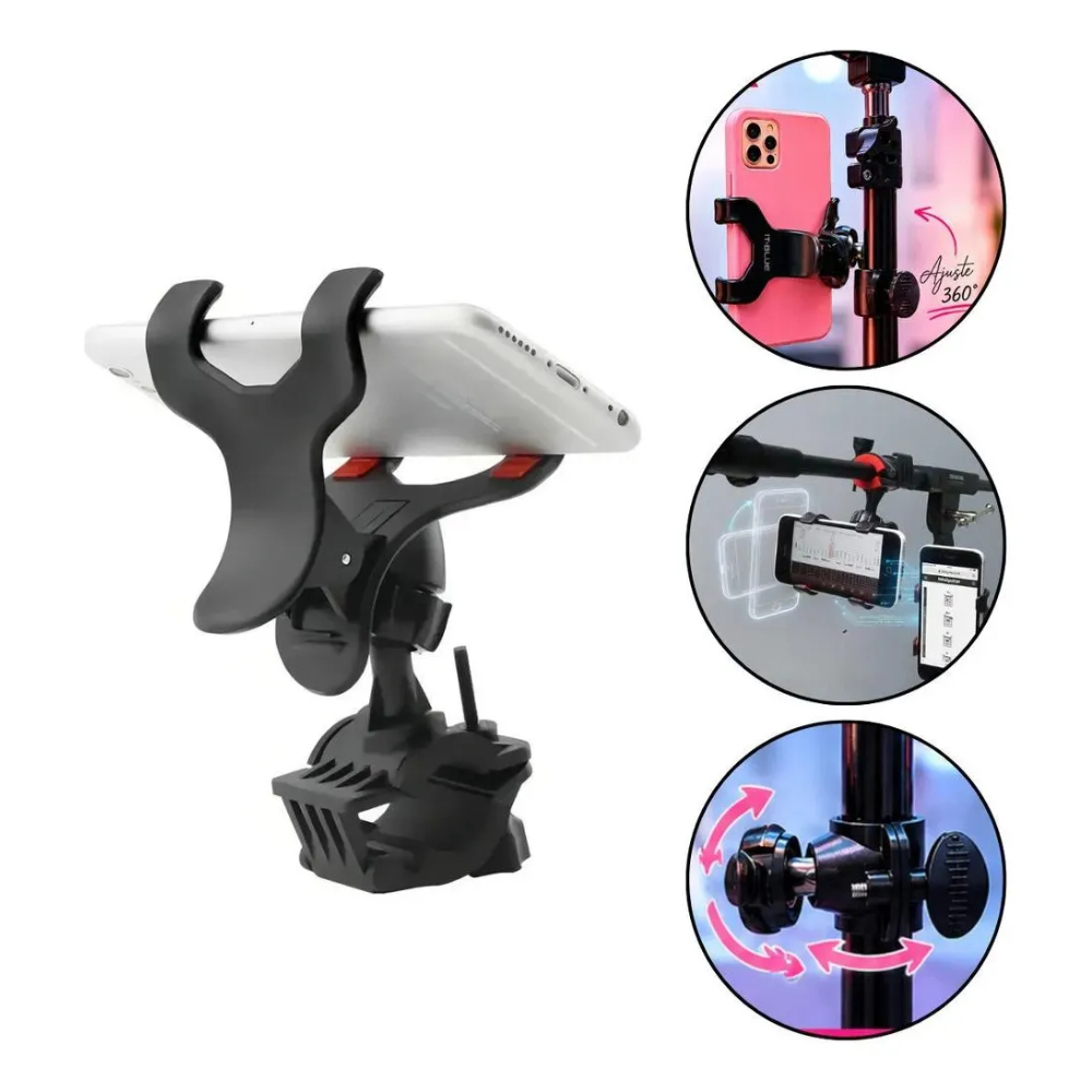 Suporte De Celular Para Tripé Ring Light Pedestal Moto Bike