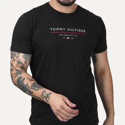 Camiseta Tommy Hilfiger Masculina Brand Love Big New Logo Preta