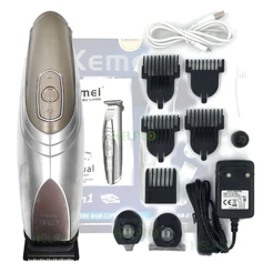 Máquina Acabamento Kemei 2714 Corte Cabelo 3 Em 1 Visor Led Cor Prateado