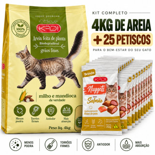 Areia Gato Mandioca e Milho 4kg + Petisco