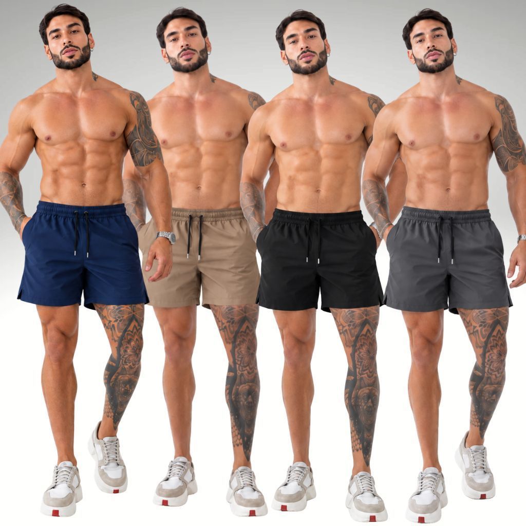 Short Tactel Masculino Com Bolso Mauricinho De Praia Liso Bermuda Elastano Para Dia a Dia P M G