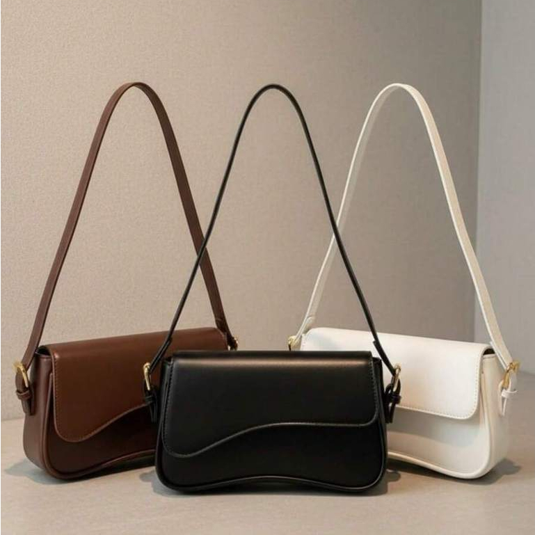Kit 3 Bolsas Femininas Assimétrica de Ombro Baguete Meia Lua Casual Moderna Elegante Lançamento Promoção