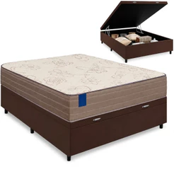Cama Box Baú Casal Colchão de Espuma D33 Semi Ortopédico Extra Firme Orthotec Marrom 138x188x71cm