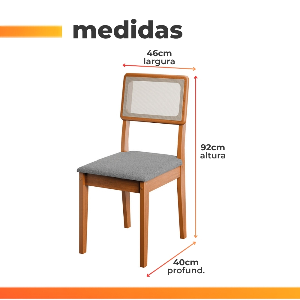 Conjunto 2 Cadeiras Encosto em Tela Sala de Jantar Santiago Dobuê · foto 2