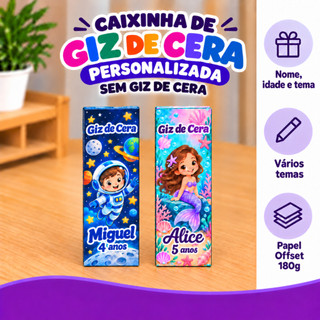 Caixinha de Giz de Cera Personalizada Sem Giz Lembrancinha Infantil