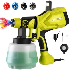 Desoon Pistola de Pintura Elétrica 800W com LED 1400ml 4 Bicos de Cobre Ajuste Fluxo e Leque Pulverizador