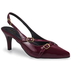 Scarpin Feminino Slingback Salto Fino Médio Com Tiras E Fivelas Bico Fino Elegante 10000