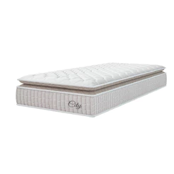 Colchão Solteiro Molas Ensacadas City Pillow Top 88x188x23cm Branco/Bege Hellen - Suporta até 110kg por Pessoa