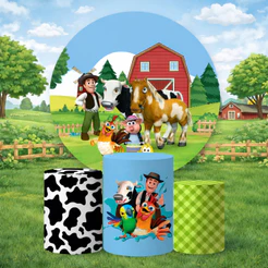 Trio Capas Cilindros + Painel Tema Fazendinha Veste Fácil